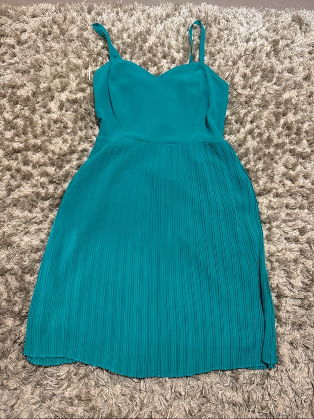 Sanctuary Teal Pleated Midi Dress with Spaghetti Straps